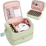 Uross Bolsa organizadora de esmaltes comporta 50 frascos de esmalte, lâmpada de unha, suprimentos para unhas - organizadores de unhas e estojo de armazenamento para tecnologia de unhas, kit de gel de