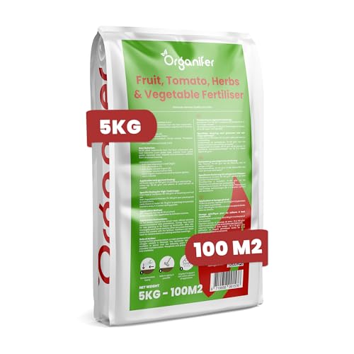 Fertilizante Para Frutas, Tomates, Hierbas Y Verduras - Todo En Uno - 5 Kg Por 100 M² - Gránulos Para Crecimiento, Alto Rendimiento Y Delicioso Sabor - Organifer
