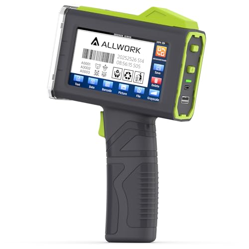 ALLWORK 12.7mm/0.5 Inch Handheld Inkjet Printer 16-Hour Continuous...