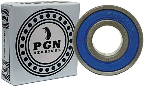 PGN (2 Pack) 6202-2RS Bearing - Lubricated Chrome Steel Sealed Ball Bearing - 15x35x11mm Bearings with Rubber Seal & High RPM Support