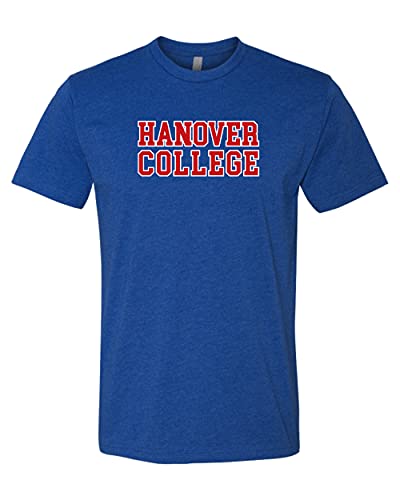 Hanover College Block Two Color Unisex Short Sleeve T-Shirt (Royal, X-Large) - Hanover Panthers Apparel