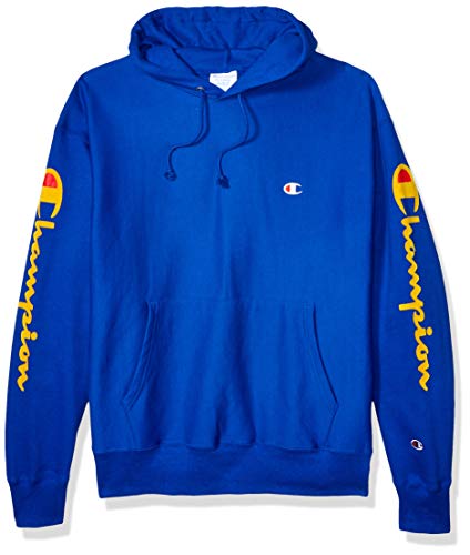 Champion LIFE Men's Reverse Weave PO Hood-Oversized Flock Script, Surf The Web, X Large