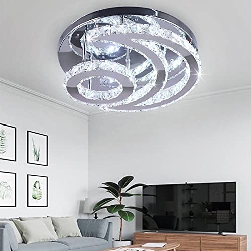 Plafonnier LED cristal 50W dimmable avec télécommande pour salon moderne - 2