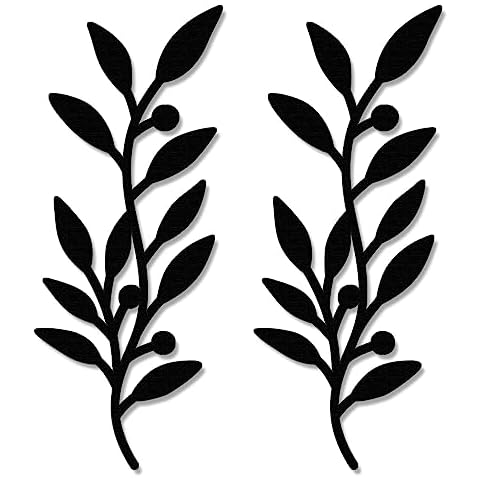 Zzbakress 2 Pieces Wooden Vine Olive Branch Leaf Leaf Wall Decor,Farmhouse Signs for Living Room Decoration (Black) Cover