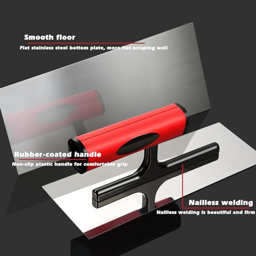Meyagot 3-Teilig Glättekelle Set, Edelstahl Glättkelle, Putzkelle Mit Softgriff Stuckateur Werkzeug Glättkelle Profi Glättscheibe Traufel Gipserspachtel Rakel Spachtel Putzkelle Für Putzmassen Beton