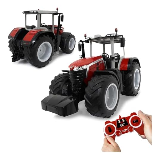 JAMARA Massey Ferguson 8S.285 1:16 2,4Ghz - RC Traktor, Motorsound (abschaltbar), Rückfahrwarnsound, Abschaltfunktion, 2 Radantrieb, Gummireifen, helle LED, Blinker, Demo Funktion