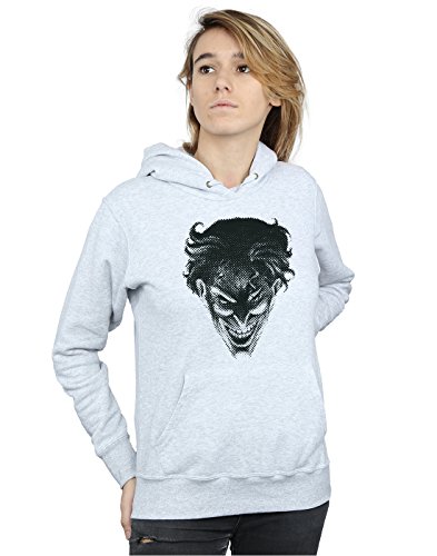 Image of DC Comics Women's The Joker Spot Face Hoodie Small Heather Grey