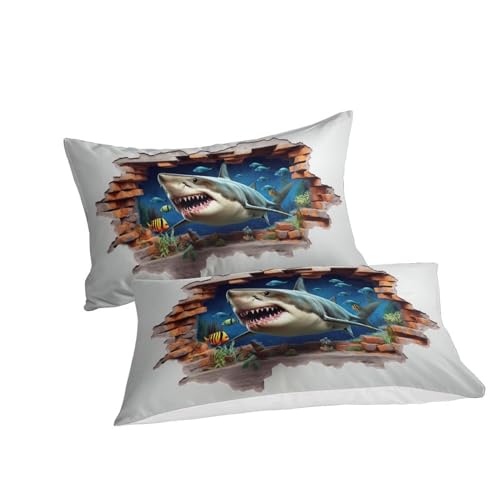 Parure de lit requins en microfibre premium housse de couette douce 3D - 5
