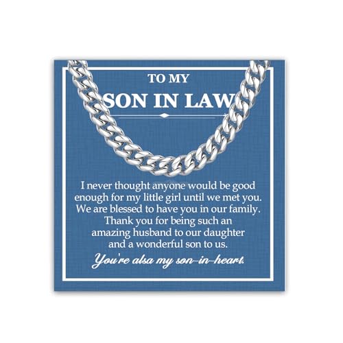YBISNAIRE Gifts for Son-in-Law To My Son-in-Law Mens Cuban Link Chain Necklace Gifts for...