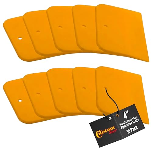 Custom Shop 4 Inch Plastic Body Filler Spreader Tools for Automotive Body Fillers (10 Pack), Putties, Glazes, Epoxy Resin, Caulk, Glues - Plastic Spreader Tool