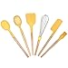 Produktbild Silikon Küchenhelfer-Sets, Aluminiumguss hitzebeständig Silikon Küche Gadget Werkzeuge mit Holz Griffen, Kochutensilien Set, 6 Stück