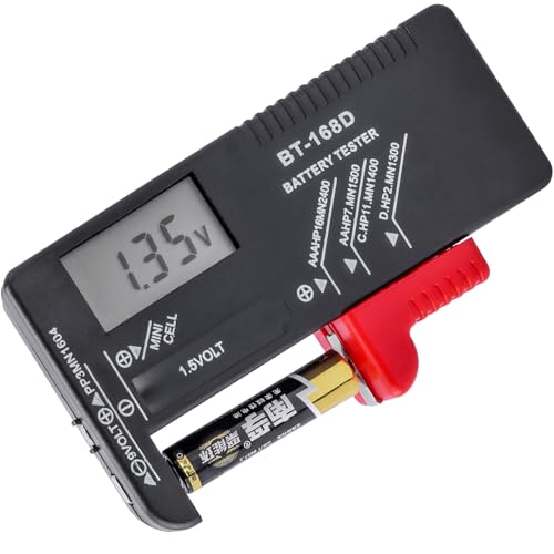 Treki Universal Small Battery Test Digital Batteries Volt Checker for AA AAA C D 9V 1.5V Button Cell Batteries (Requires No Battery to Operate)