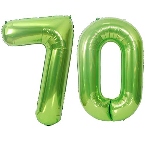 2 ballons en forme de chiffre 70 verts, ballons 70 verts, 70 ans, décoration d'anniversaire pour homme, femme, vert, XXXL géant ballon gonflable