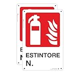 Cartello Estintore N. Segnaletica - 20x30cm 100% Made in Italy - 2 Pz Plastica Resistente ...