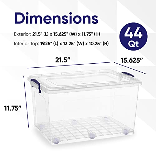 Image of Superio Storage Bins with Lids, Clear Plastic Containers for Organizing, Stackable Totes, BPA Free, Odor Free, Organizer Boxes for Home, and Dorm (2 Pack, 44 Quart)