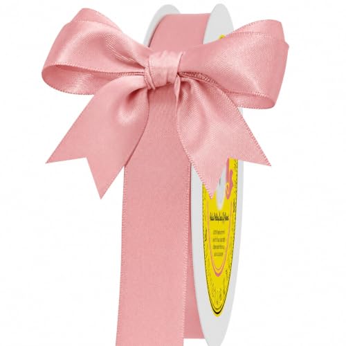 Image of Double Face Dusty Pink Satin Ribbon 7 /8 Inch X 100 Yards Polyester Ribbon for Gift Wrapping Very Suitable for Weddings Party Hair Bow Invitation Decorations and More