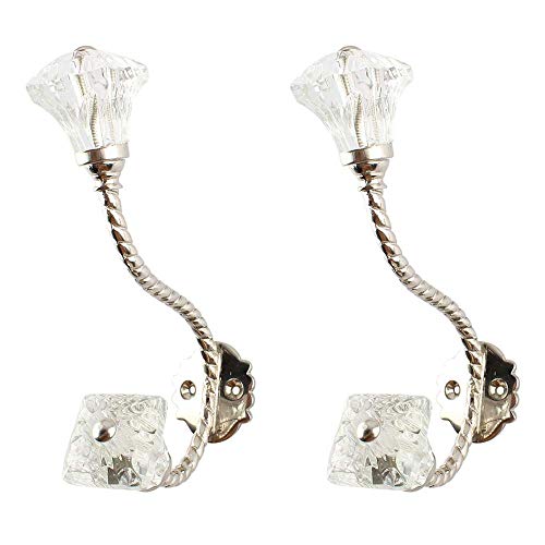 Image of IndianShelf Handmade Square Wall Hooks Cut Hangers Holders Hanging Coat Key Towel Clothes Bathroom Heavy Duty (Brass Clear 6 Inches)-2 Piece