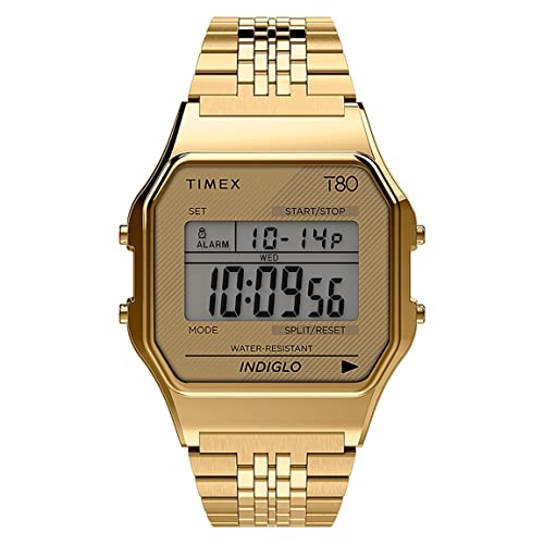 Image of Timex Unisex's Digital Quartz Watch with Stainless Steel Strap TW2R79200, Gold, TU EU, TW2R79200-AMZUK