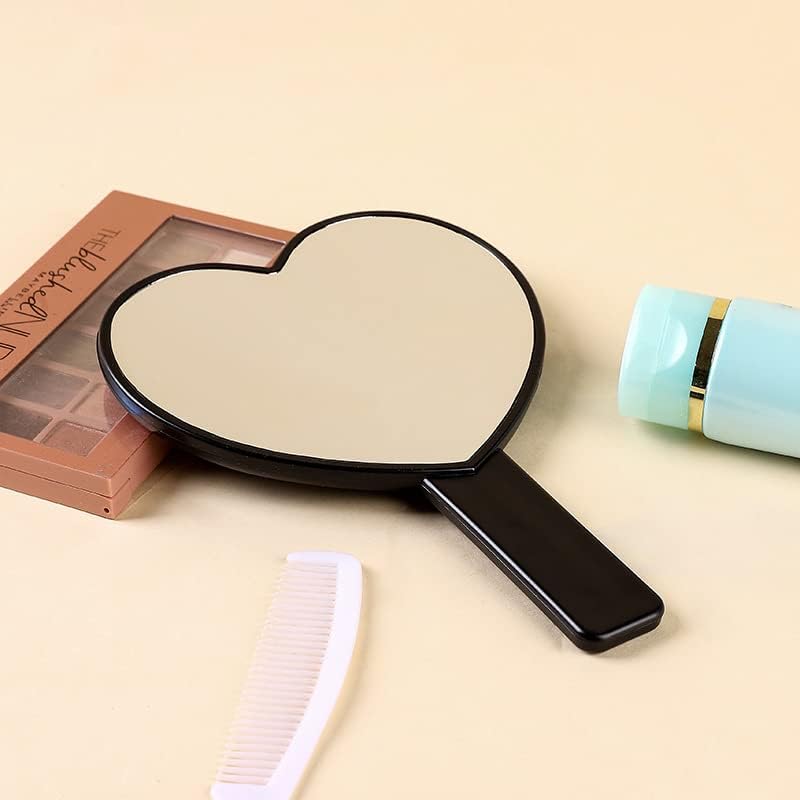 Miniatura 3 de JOONOR 2 espejos de mano en forma de corazón, espejos de maquillaje de viaje, espejo cosmético con asa, espejos de corazón pequeños, espejo