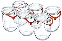 Weck Vasetto Tulipano 1 litro con Coperchio da 100 mm, Completi di Guarnizione e Clips, Scatola da 6 Pezzi, Vetro, Trasparente
