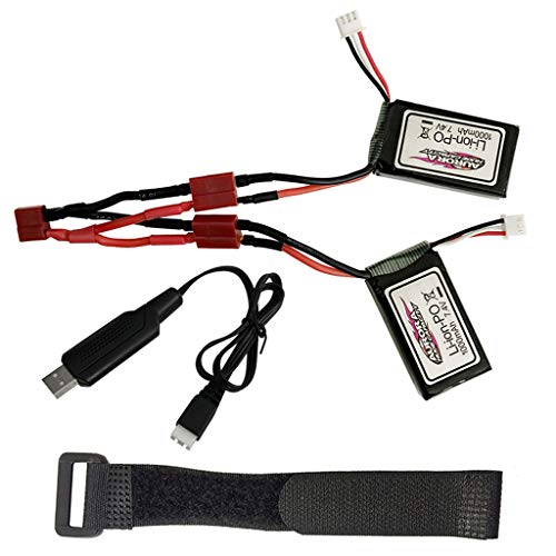 2 Stück Ferngesteuertes Auto Ersatzakkus + Doppelelektrisches Verbindungskabel + Bügel + USB, Langlebig Auto Batteries Zubehör für XLH Q901
