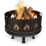 Funkenschutz Feuerschale Verstellbarer Ø 70–75 cm, Funkengitter mit Griff, 1,2mm Starkes Stahlblech, 4-teilig Steckbar, perfekt für Garten & Terrasse, Schwarz