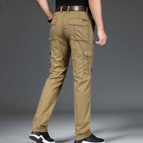 Men's Overalls Lightweight Work Pants Slim Fit Travel Cotton Casual Straight Leg Pants with Pockets3