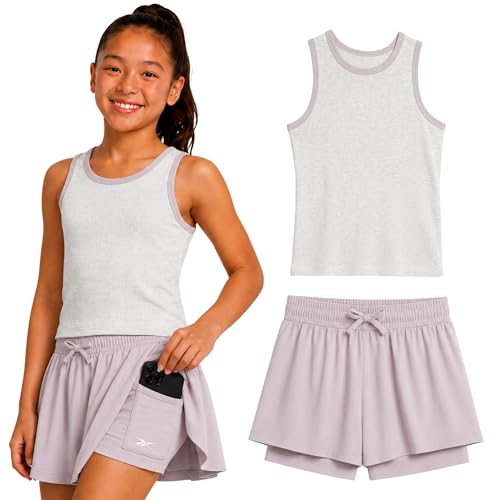 Image of Reebok Girls 2-Piece Short Set - Sleeveless Tank Top & Butterfly Shorts