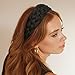 KU Black Headbands for Women Trendy, 90s Satin Plait Soft Wide Headband for Girls and Teens, Plain No Teeth Thick Hoops Non-Slip Fashion Hair Accessories for Makeup Washing Face