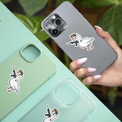 Image of 3pcs Tactical Goose Funny Sticker Pack, Armed Goose Meme Peace was Never an Option Design, Die Cut Waterproof Vinyl Decal for Laptop, Water Bottle, Phone, Window, Helmet Gift 3 Inches