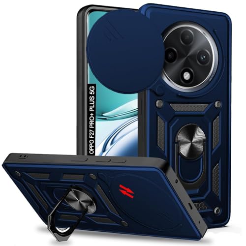 Image of Luxe Back Cover for Oppo F27 Pro Plus 5G | D10 Tough Armor Case | Sliding Camera Shield | 360 Protection | Kickstand Ring Holder | Military-Grade Shockproof Bumper Case