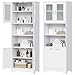 BEWISHOME Mobile Alto da Bagno, Arredo Bagno con Ripiani Regolabili, Mobiletto Portaoggetti Salvaspazio,per Sala da Pranzo, Salotto, Soggiorno, Cucina 40x60x180cm Bianco Spedito in 2 Pacchi EYYG04W immagine