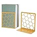 GEOMOD Geometric Honeycomb Gold Metal Bookends Decorative - Tall Sturdy Book Ends for Shelves - Modern Heavy Duty Bookend Stopper - Office or Home Book Shelf Book Holder - 6x3.25x6.25 Inches - 1 Pair