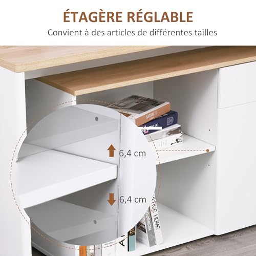 Bureau d'angle informatique modulable avec rangements en bois clair