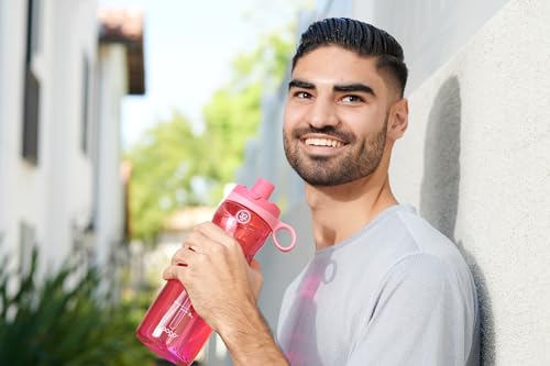 Image of Pogo BPA-Free Tritan Plastic Water Bottle with Chug Lid, Pink. 32 Ounces (Pack of 6)