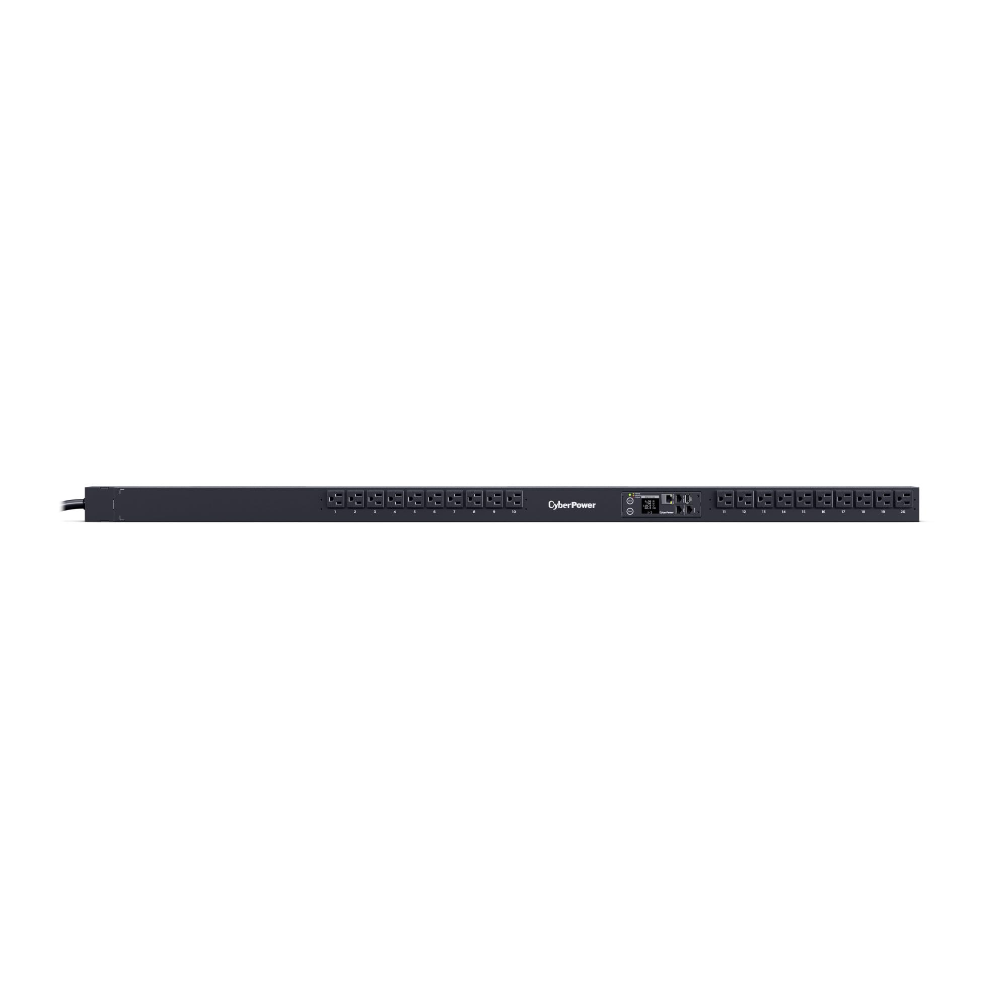 CyberPower PDU31116 Monitored PDU, 100-120V, 15A (Derated to 12A), 20 Outlets, 0U Rackmount