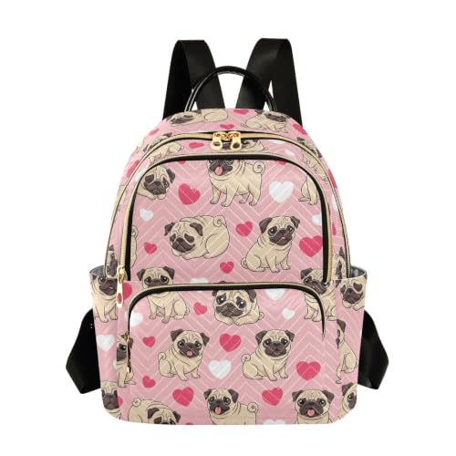Sac à dos rose matelassé pour femme de taille moyenne avec poches zippées