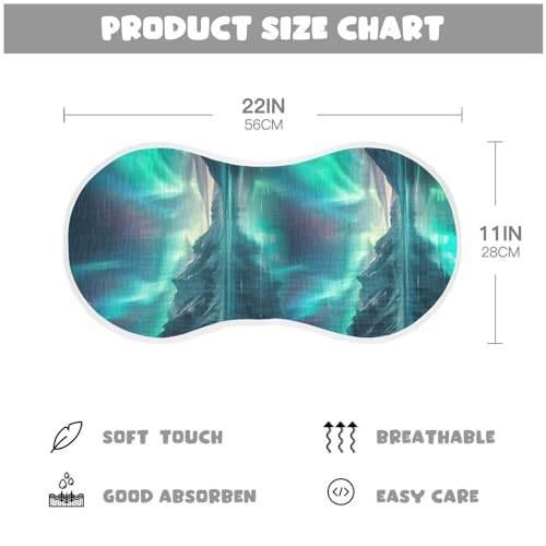 xigua Aurora Borealis Pattern Baby Burp Cloths for Boys and Girls, 1 Pack Absorbent Muslin Baby Burp Cloths, Soft Newborn Towel for Unisex 22''X11''2