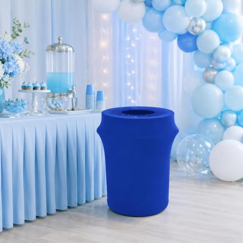 Image of Tanlade 2 Pcs 32 Gallon Stretch Spandex Trash Can Covers Round, Blue