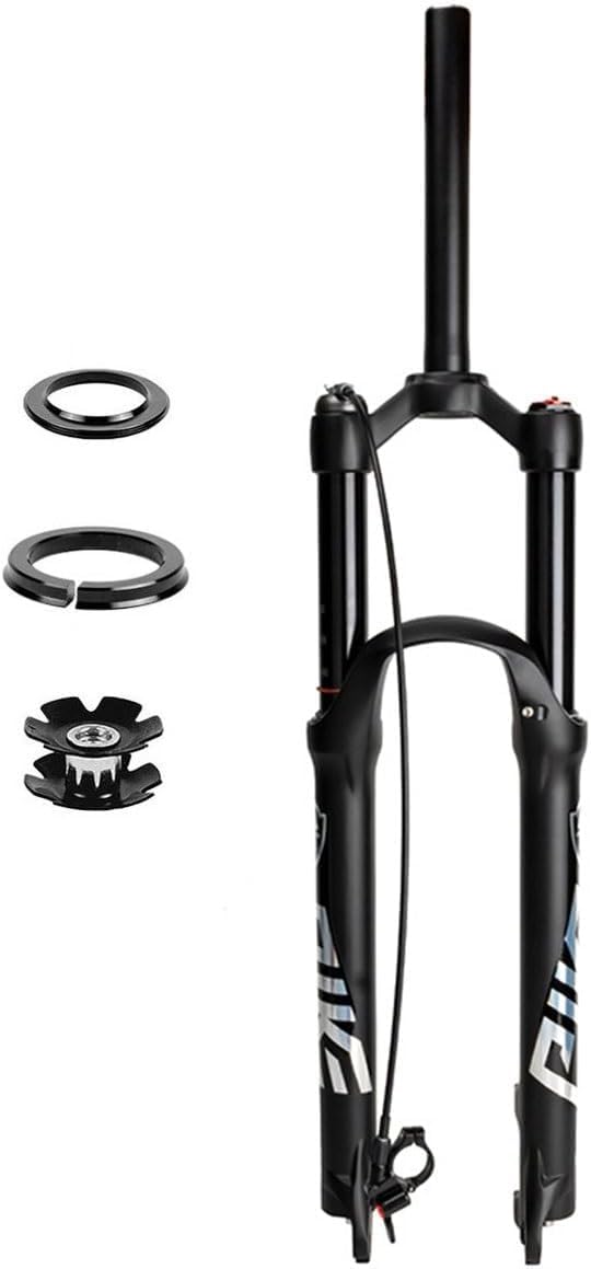 CuNtoHHH 26/27.5/29 In Travel 120mm MTB Air Fork Mountain Bike Suspension Forkss Straight Tube Threadless 1-1/8" Remote Lockout QR 9x100mm Disc Brake Front Fork (Color : Black, Size : 27.5i