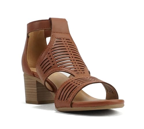 Soda “Norway” ~ Women Open Toe Closed Back Counter Cutout Upper Low Block Heel Sandal with Adjustable Ankle Strap4