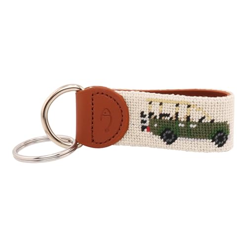 Image of Leather Hand-Stitched Needlepoint Key Fob or Key Chain