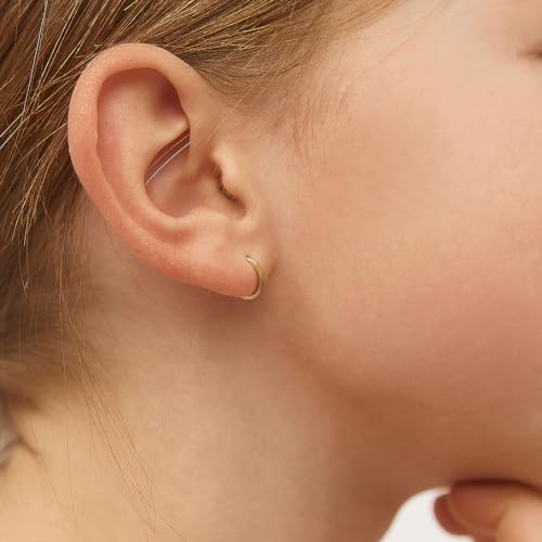 14k Yellow Gold Classic 7mm Polished Endless Hoop Earrings For Babies, Toddlers & Little Girls - Dainty Classic Gold Hoop Earrings for Young Girls Everyday Wear3