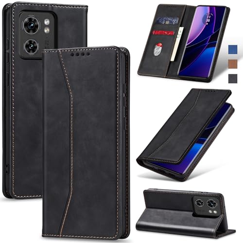 Image of Jasonyu Flip Wallet Case for Motorola Edge (2023),Black