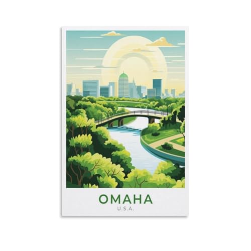 Omaha Travel Poster Canvas Wall Art 16x24in