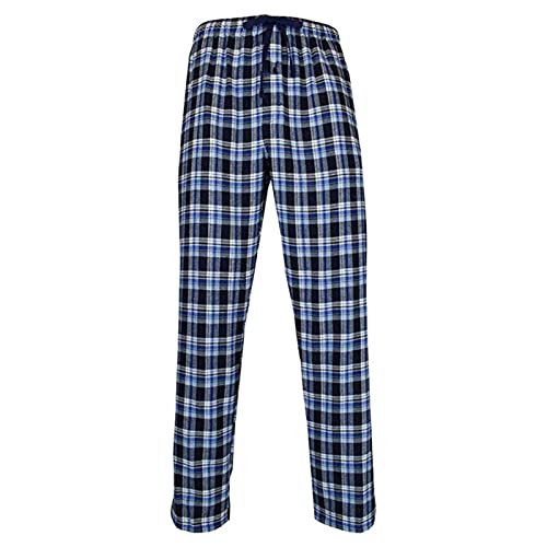 Mens Pajama Pants Elastic Waist Slacks Flannel Plaid Printed Lounge Bottoms Casual Loose Sleep Trousers Sleepwear (Blue,XX-Large)