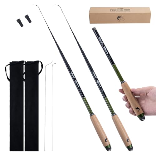 Goture 2pcs Tenkara Fishing Pole for Streams Rivers Ultralight 24T Carbon Fiber Fishing Rods 360 Rotating Tip for Smooth Inshore Trout Pole for Micro Fishing 4.9ft/1.5m