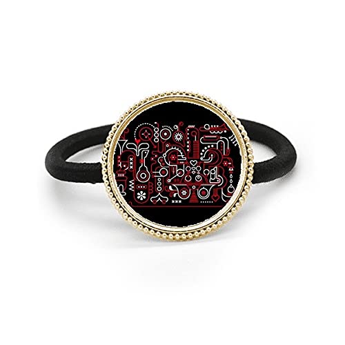 Corbata de pelo de plata metal evita tirones con caucho y estampado abstracto graffiti rojo