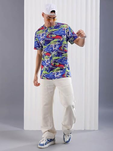 Image of The Indian Garage Co Men Slim Fit Printed Round Neck Tshirt
