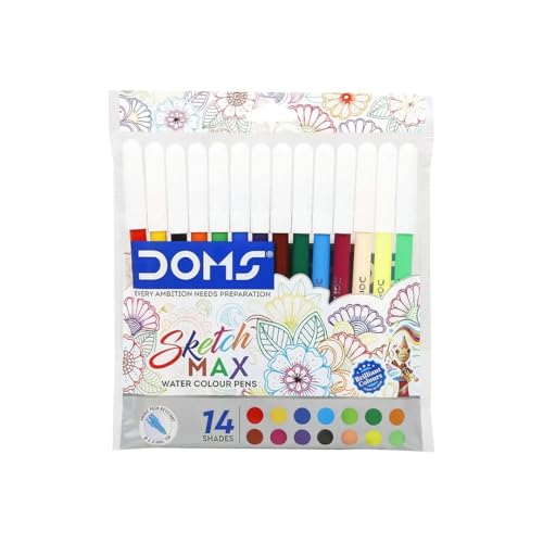 Image of Doms Sketch MAX 14 Shades Watercolour Sketch PENS | Brilliant & Intense 14 Colours | Unique Push Resisitant Tip | Ventilated Caps